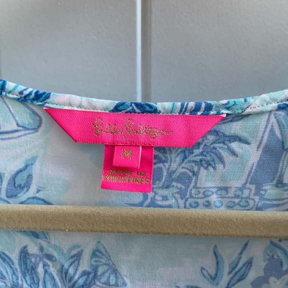Lilly Pulitzer Blue and White Bell Sleeve Dress, Size M - Picture 2 of 3
